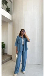 Goldie Denim Gömlek Pantolon Takım - Açık Mavi - Kod: 0926