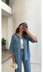 Goldie Denim Gömlek Pantolon Takım - Açık Mavi - Kod: 0926