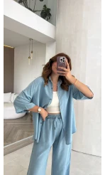 Goldie Denim Gömlek Pantolon Takım - Buz Mavi - Kod: 0926