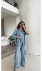Goldie Denim Gömlek Pantolon Takım - Buz Mavi - Kod: 0926