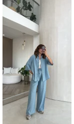 Goldie Denim Gömlek Pantolon Takım - Buz Mavi - Kod: 0926