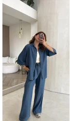 Goldie Denim Gömlek Pantolon Takım - Koyu Mavi - Kod: 0926