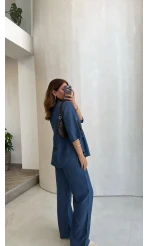 Goldie Denim Gömlek Pantolon Takım - Koyu Mavi - Kod: 0926