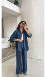 Goldie Denim Gömlek Pantolon Takım - Koyu Mavi - Kod: 0926