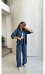 Goldie Denim Gömlek Pantolon Takım - Koyu Mavi - Kod: 0926