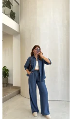 Goldie Denim Gömlek Pantolon Takım - Koyu Mavi - Kod: 0926