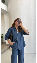 Goldie Denim Gömlek Pantolon Takım - Koyu Mavi - Kod: 0926