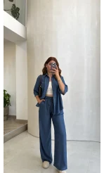 Goldie Denim Gömlek Pantolon Takım - Koyu Mavi - Kod: 0926