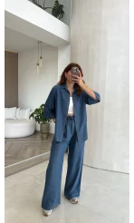 Goldie Denim Gömlek Pantolon Takım - Koyu Mavi - Kod: 0926