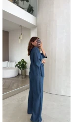 Goldie Denim Gömlek Pantolon Takım - Koyu Mavi - Kod: 0926
