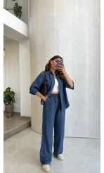 Goldie Denim Gömlek Pantolon Takım - Koyu Mavi - Kod: 0926