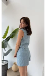 Goldie Pullu Mavi Yelek Şort Takım - 88726 - 85335