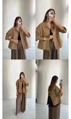 Gömlek Detay Ceket - Camel - Kod: 7063