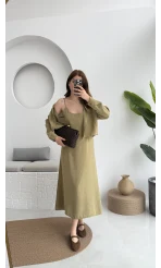 Askılı Gömlek Elbise Takım - 51153 - Haki