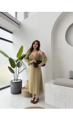 Askılı Gömlek Elbise Takım - 51153 - Haki