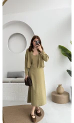 Askılı Gömlek Elbise Takım - 51153 - Haki