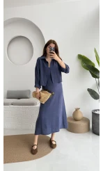 Askılı Gömlek Elbise Takım - 51153 - Lacivert