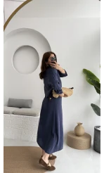 Askılı Gömlek Elbise Takım - 51153 - Lacivert