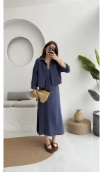 Askılı Gömlek Elbise Takım - 51153 - Lacivert