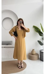 Askılı Gömlek Elbise Takım - 51153 - Safran