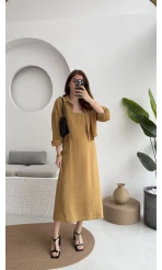 Askılı Gömlek Elbise Takım - 51153 - Safran