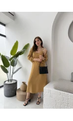 Askılı Gömlek Elbise Takım - 51153 - Safran