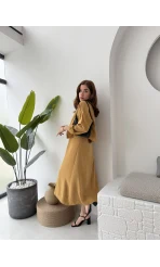 Askılı Gömlek Elbise Takım - 51153 - Safran