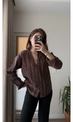 Gömlek Nakış Detay Acı Kahve 2035