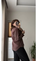 Gömlek Nakış Detay Acı Kahve 2035