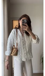 Gömlek Nakış Detay Beyaz 2035