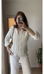 Gömlek Nakış Detay Beyaz 2035