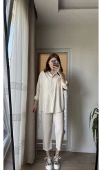Gömlek Pantolon Krem Takım - 50838