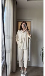Gömlek Pantolon Krem Takım - 50838