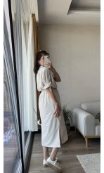Gömlek Yaka Çizgili Astarlı Elbise