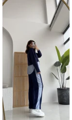 Gömlekli Taşlı Modal Takım Lacivert