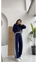 Gömlekli Taşlı Modal Takım Lacivert
