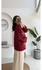 Granny İşlemeli Bordo Kimono - 7009