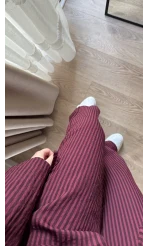Grant Çizgili Takım Bordo