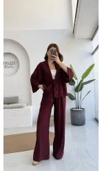 Grape Kimono Takım - Bordo - 8002
