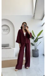 Grape Kimono Takım - Bordo - 8002