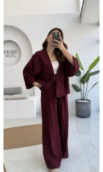 Grape Kimono Takım - Bordo - 8002
