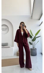 Grape Kimono Takım - Bordo - 8002