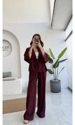 Grape Kimono Takım - Bordo - 8002
