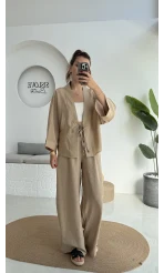 Grape Kimono Takım - Vizon - 8002