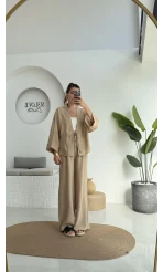 Grape Kimono Takım - Vizon - 8002