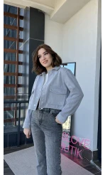 Gri Kısa Kaşe Ceket