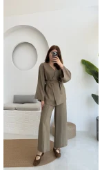 Gues Bağlamalı Kimono Takım Haki