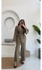 Gues Bağlamalı Kimono Takım Haki