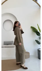 Gues Bağlamalı Kimono Takım Haki