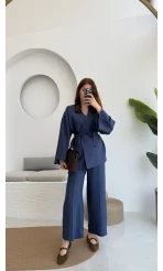 Gues Bağlamalı Kimono Takım Lacivert